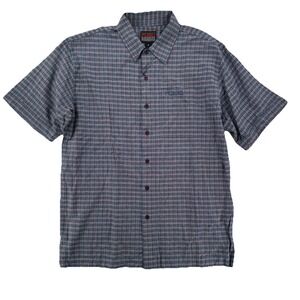 Fubu Shirt Mens‎ Medium Button Up Plaid Short Sleeve Blue Hip Hop Rap Y2K NWT